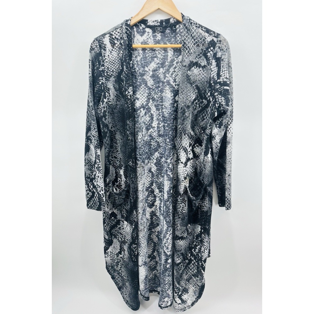 G by Giuliana Snake Print Duster Open Front Cardigan Sz L Pockets DD27